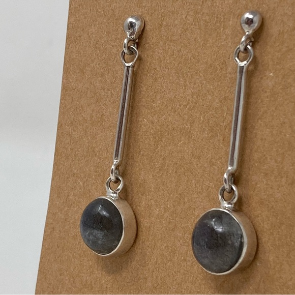 Sterling Silver and Labradorite Drop Earrings - Picture 3 of 5